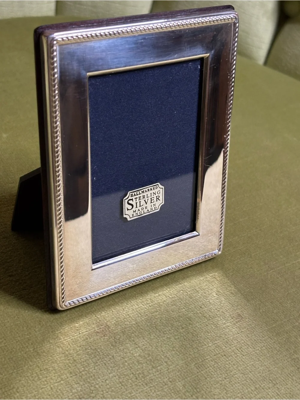 Robert Carrs Sterling Silver & Wood Rope Border Picture Frame 4.50”X 3.60” 1996